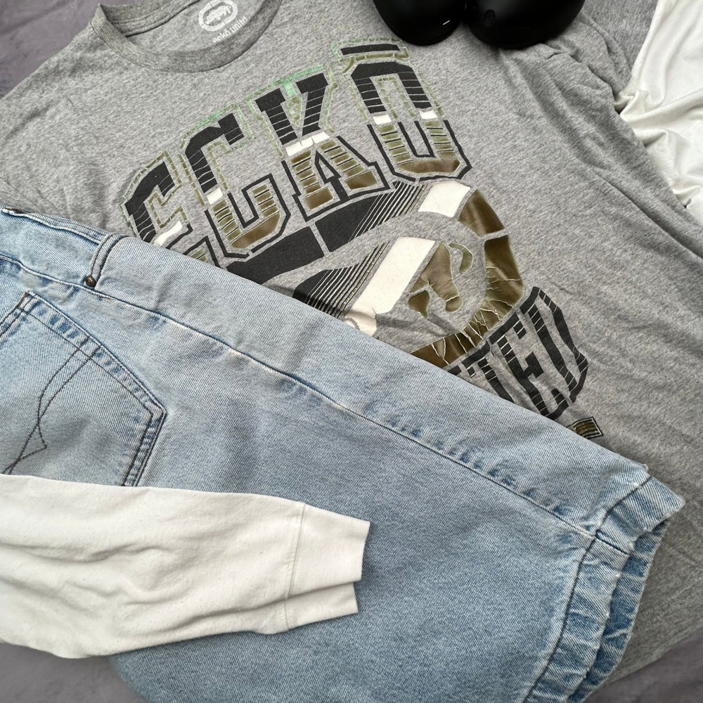 Ecko Unltd Vintage Y2K Graphic T-Shirt Mens XL Grey Rhino Logo Skater Streetwear - Picture 6 of 6